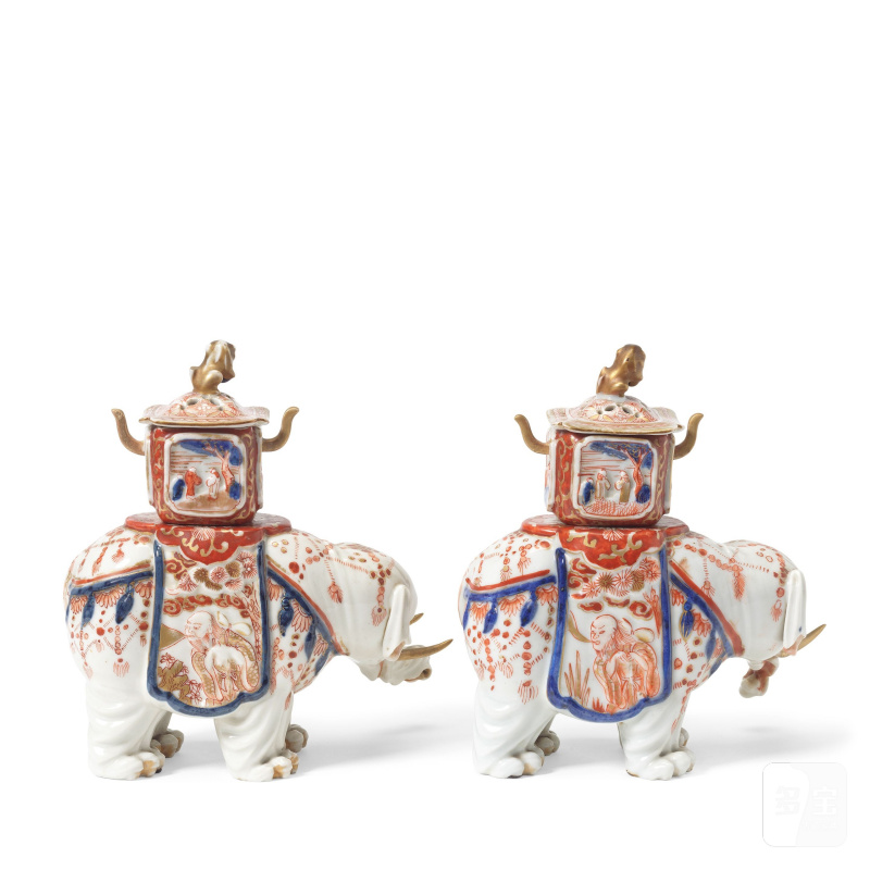 明治時代 十九世紀 伊萬里象形爐一對 | A PAIR OF MOULDED IMARI 'ELEPHANT' KORO (INCENSE BURNERS) - 图2